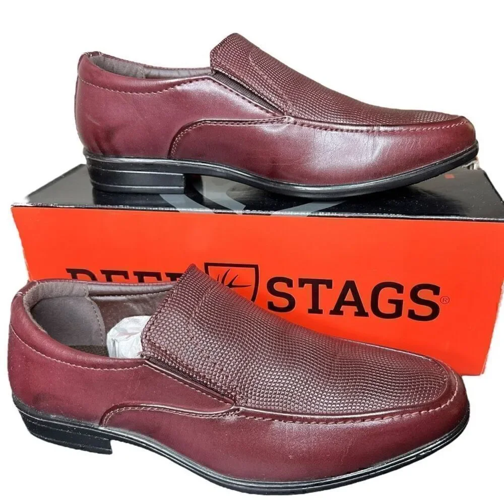 NEW Deer Stags Matteo Kids Burgundy Slip On Loafer 4M